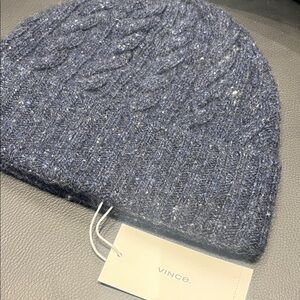 Vince Heather Blue Cashemre Cable Knit Beanie